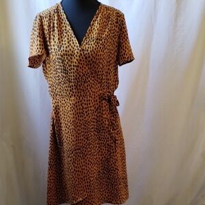 J. Crew Brown Spotted Midi Dress